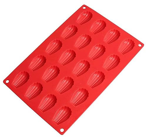 Gcroet 20 Holes Madeleine Cake Tin Cake Mould Tray Silicone Dessert Bakeware Non Stick Tool Red.