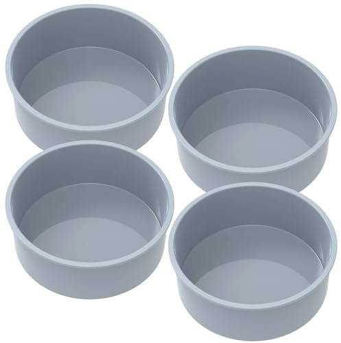 BUTORY 4Pcs 6 Inch Silicone Cake Tins for Baking Non-Stick and Quick Release Round Silicone Cake Molds Pan Heat Resistant Cakes Baking Pans for Layer Cake Cheese