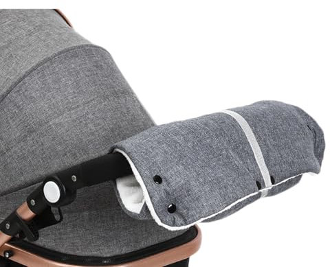 JUMUAO Handwärmer Kinderwagen,Universalgröße Handmuff Handschuhe Buggy zubehör,Kinderwagenmuff mit Warm Flanell,Muff Wasserdicht und Winddicht für Kinderwagen, buggy, Radanhänger winter (Grau)