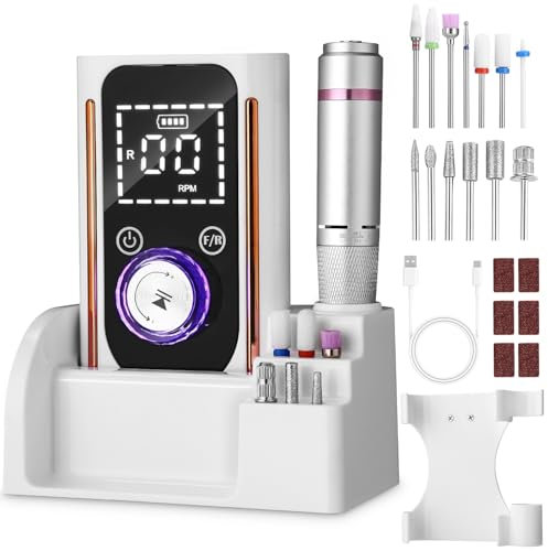 PERMUST Nagelfräser 45000U/Min, Fräser Nägel 13 In 1 Kabellos Aufladbare, Nagelfeile Elektrisch Professionell, Fräser für Gelnägel mit Halterung, Nagelfräser für Gelnägel für Gelnägel Nagellack