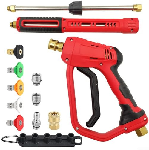 Högtrycksvattenpistol för biltvätt 4 000 Psi multifunktionell sprutpistol med förlängningsstång och sprutmunstycke för rörfogsats
