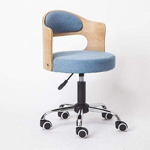 Generisch Sattelhocker mit Rädern, Hydrohocker mit Sitz aus blauem Leinenstoff, höhenverstellbar von 43–53 cm, Tragkraft 160 kg, Verstellbarer Hocker mit Rückenlehne für Tattoo- und Friseursalons