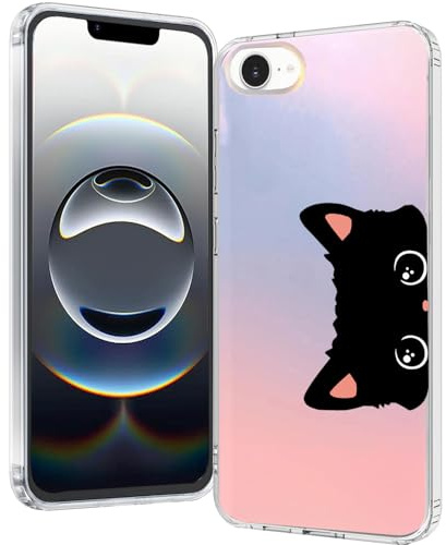 Ftonglogy for iPhone 16e Case 2025, Slim Clear Matte Cute Flowers Floral Design for Girls Women Rugged TPU Bumper Shockproof Silicone Cell Phone Cover (Cat Ear)