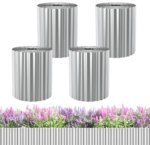 Garden Mile Bordure de jardin en métal de 20 m – Bordure de jardin en acier galvanisé robuste – Bordure de jardin résistante à la rouille – Résistante aux intempéries (15 cm x 5 m – 4)