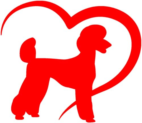 Samunshi® Herz mit Pudel als Aufkleber für Auto Motorrad Helm Fahrrrad Notebook Tablet Autoaufkleber Sticker Heartbeat EKG Motorradaufkleber Silhouette 10 x 8,6cm hellrot