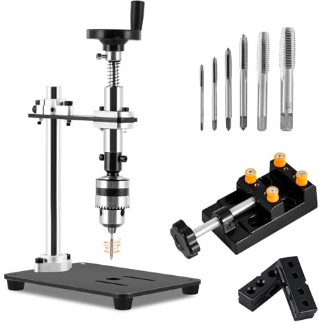 Consfly M3-M10 Taraudeuse manuelle verticale avec étau d'établi et 6 tarauds pour métal, bois, plastique