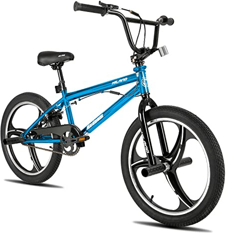 HILAND Vélo BMX Enfant 20 Pouces, Roues à 3 Rayons, Rotor Freestyle 360°, 4 Pegs, pour Garçon et Fille de 7 à 12 Ans, Bleu