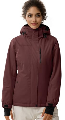 FREE SOLDIER Damen Winterjacke Wasserdicht Atmungsaktiv Warme Fleece Gefütterte Ski Jacke Outdoor Winterregenjacke mit Kapuze und Vollständig Versiegelte Nähte