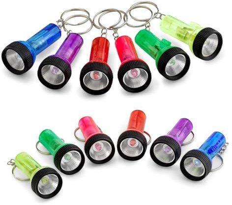 ibasenice 12 Stück Mini Taschenlampe Schlüsselanhänger LED Taschenlampe für Handtasche Auto Schlüssel Gemischte Farben für Outdoor Camping und Notfälle