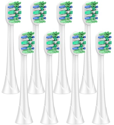 8er Ondomed Aufsätze M3 für alle HX-Philips Sonicare Ersatzbürsten - weiß | Kompatible Aufsteckbürsten - Bürstenköpfe Medium-Weich, Modell M3, Alternative zu HX6018, Click-on-System