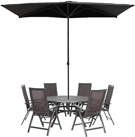 Parasol rectangulaire portable de 2,5 m, hauteur réglable pour plage, jardin avec 5 baleines, pare-soleil d'extérieur pour terrasse, bord de piscine et arrière-cour (noir)