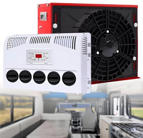 Climatiseur De Cabine De Camion, Climatiseur Split pour Stationnement, Sans Consommation De Carburant, pour Camping-Car, Bus, Caravane, Poids Lourds, Excavatrice, Chantier,24V-Red