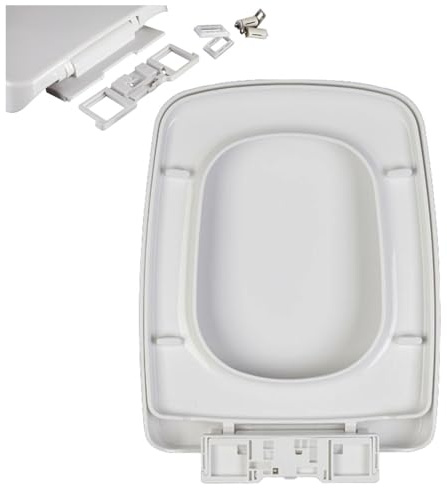 Giural WC Sitz Eckig Toilettendeckel Mit Absenkautomatik, Eckig WC Sitz Toilettensitz Klodeckel Mit Absenkautomatik, Schnellbefestigung, Klobrille Weiss, 36 * 45Cm,06B