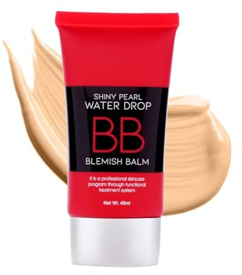 Shiny Pearl Waterdrop BB Foundation with SPF 15 | Lightweight, Non-Greasy, Long-Lasting Blemish Balm Cream | Enriched with Jojoba Seed Oil for Face Makeup (Natural Nude, 40ml)