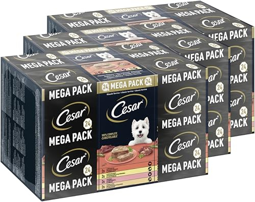 CESAR® Schale Multipack Klassik-Terrine 4 Varietäten Mix 3 x 24 x 150g