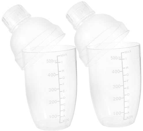 Alipis 2 piezas Coctelera Plástica Transparente con Medidor Antiderrames para Bar Cócteles Bebidas Manual