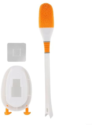 Brosse WC en silicone en forme de canard avec couverture de nettoyage à 360 degrés et support à base de gravité pour rangement de salle de bain (blanc)