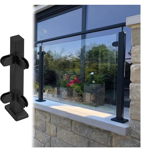 Poteau de balustrade en verre robuste de 125 cm pour couloir et terrasse - Solution de garde-corps de qualité commerciale pour plus de sécurité et de style