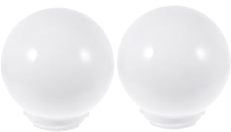LIFKOME Pantalla de Lámpara de Globo Esférica Acrílica de Leche para Exterior, Ligera y Fácil de Instalar, Pack de 2 Piezas para Lámparas de Pared y Patio