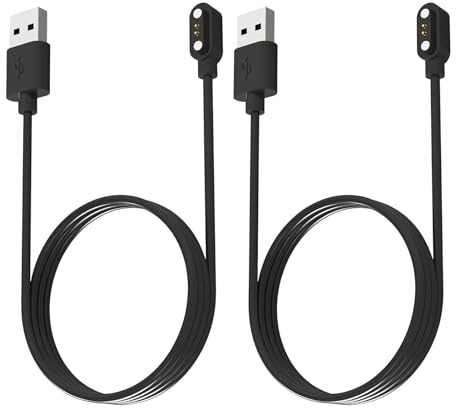 2 Pièces Câble Chargeur Universel Montre Intelligente, Chargeur Magnétique 2 Broches, Connectées USB avec Espacement 2,84 mm, Câble de 60 cm pour Smartwatch, Accessoires Pratiques et Durables Noir