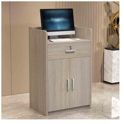 Moderno banco cassa – Elegante tavolo da ufficio per ricevimenti per cassiere, barbieri e negozi al dettaglio, finitura in rovere grigio 60 cm – soluzione versatile per bancone anteriore