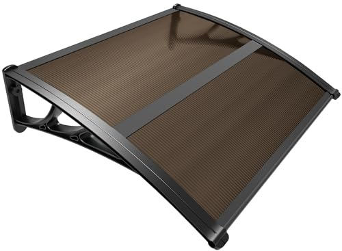 VOUNOT® Front Door Canopy Outdoor Awning, Rain Shelter for Back Door, Porch, Patio, Window, 100 x 80 cm, Brown