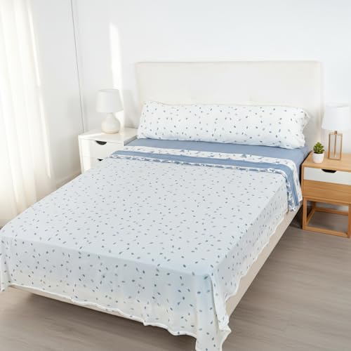 Etrexonline Juego de Sábanas Térmicas Pirineo 3 Piezas para Cama de 90cm – Sábanas de Invierno Tejido Polar, Incluye Sábana Bajera Ajustable, Encimera y Funda de Almohada - Invierno Azul