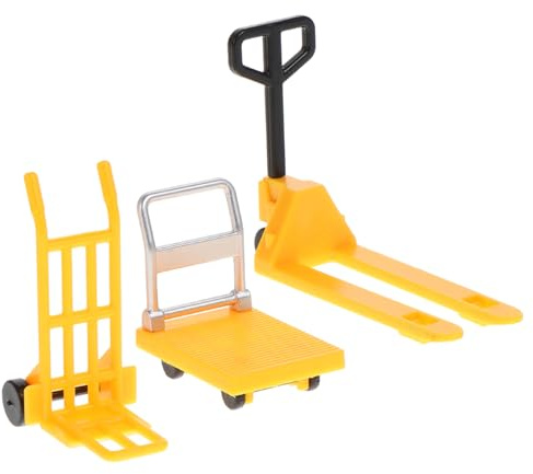 Parliky Chariot Élévateur Miniature en Plastique Jaune, Ensemble de 3 Petits Jouets de Chantier Éducatifs, Outil Miniature de Déplacement pour Garçon et Filles, Modèle de Véhicule
