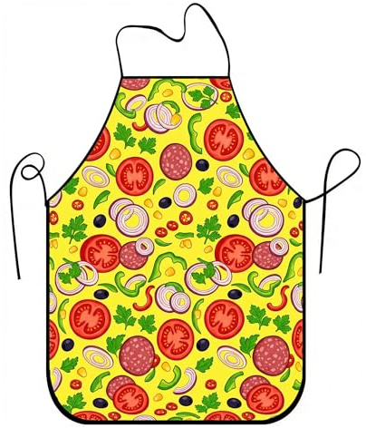 Delantal culinario colorido para cocinar, delantal de cocina con patrón de verduras amarillo, para barbacoa, jardinería, chef, ropa de trabajo, Amarillo, 24x31 Inch