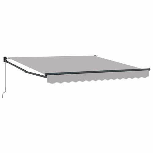 KUPTYERFG Auvent à bras articulés - 300 x 250 cm - Gris clair - Auvent rétractable manuel en polyester robuste - Protection solaire réglable pour terrasse, jardin et balcon