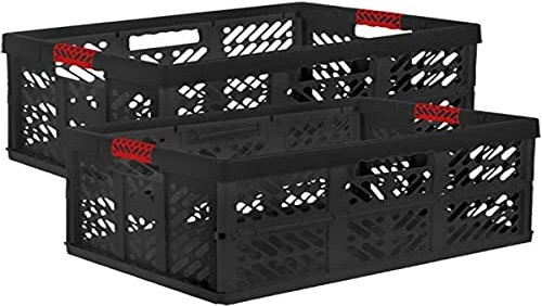 Keeeper - 2x Profi Faltboxen Ben, 45 l Fassungsvermögen, aus Polypropylen, grafitgrau/rot