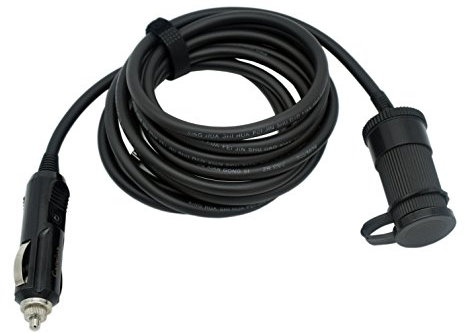 Carviya High Power 12V-24V Universal Car Cigarette Lighter Extension Socket Power Extension Cord (RVV 2 x 17AWG Pure Copper Wires) With 15A Fuse For GP,Air pump,etc.Car Equipment (10ft)