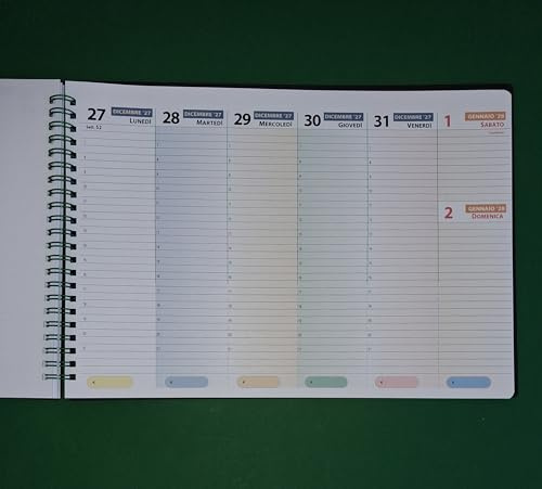 Planning Settimanale Da Tavolo - Con Date - Per La Famiglia e l'Ufficio, Formato A4 30x21cm, Spirale Metallica - CON DATE