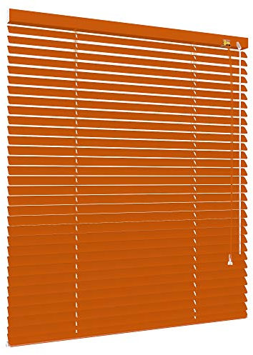 Alu Jalousie viele Größen und Farben Aluminium Lamellen Rollo Faltrollo Jalousette Wandmontage Deckenmontage Tür Fenster Sonnenschutz Sichtschutz Blendschutz Hitzeschutz (110 x 160 cm, Terrakotta)