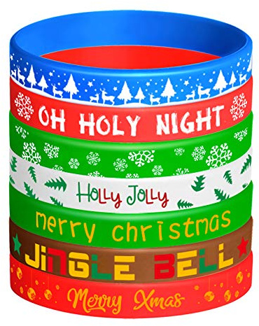 FEPITO Braccialetti Elastici in Silicone Braccialetti in Silicone per Decorazioni Natalizie Forniture 7 Merry Xmas Style