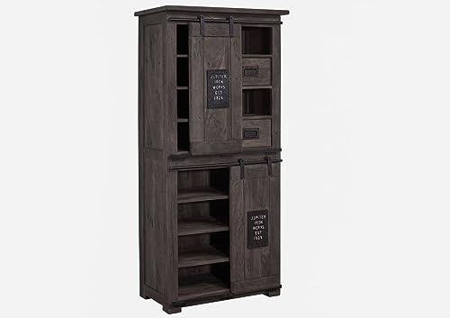 MASSIVMOEBEL24.DE Schrank Mango grau lackiert Railway #217 | 80x45x175 (BxTxH) 77 kg Industrial montiert vollmassiv