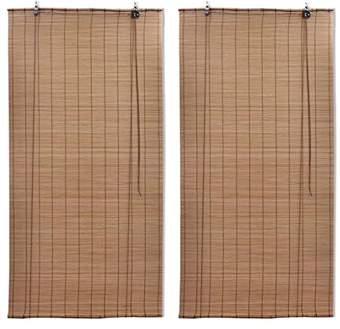 vidaXL Estor Enrollable de bambú 2 Unidades marrón 150x220 cm