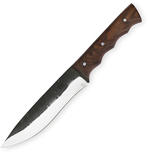 Hobby Hut HH-360, 11,5 Zoll Bushcraft Jagdmesser mit Scheide | Messer mit fester Klinge | Lederscheide | Full Tang | Rasiermesser im Freien scharfe Klinge (Dark Brown)