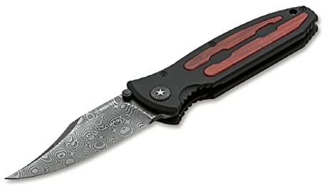 Böker Manufaktur Solingen Kalashnikov Bajonett Damast Taschenmesser Damast/Aluminium/Hainbuchenholz Schwarz, Klingenlänge: 9,60 cm, 11KAL48DAM