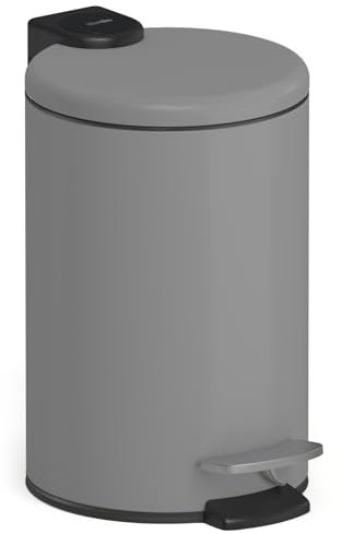 stardis Pattumiera a pedale da 3 litri in acciaio inox opaco con chiusura a scomparsa chiusura silenziosa e secchio interno pattumiera da bagno adatta per cosmetici colore acciaio grigio opaco