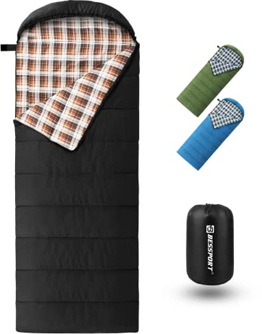 Bessport Schlafsack Winter Erwachsene, 3-4 Jahreszeiten Schlafsack Leicht Ultraleicht Kleines Packmaß Wasserdichter Deckenschlafsäcke für Outdoor Trekking Camping, und Reisen
