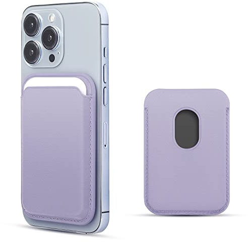 WALLFID Compatible avec Mag-Safe Wallet Portefeuille pour iPhone 15/14/13/12 Pro/Max/Plus/Mini,Porte-Cartes RFID avec Aimant Mag-Safe(Violet)