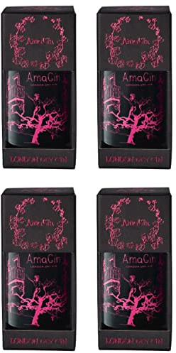 AmaGin London Dry Box – 4 Bottiglie Gin 500ml da Distillazione Uve Corvina e Rondinella (Amarone della Valpolicella DOCG) – Con Confezione – 45% Vol – Made in Italy – Prodotto Artigianale - Premium