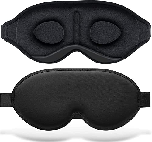 Masque de Nuit 3D 100% Anti Lumière – Masque Sommeil Sans Pression Yeux, Ultra Confortable Mémoire de Forme, Dormeur Latéral, Anti Transpiration, Voyage Sieste Insomnie