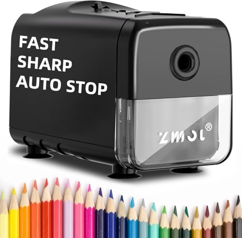Zmol Electric Pencil Sharpener for Classroom, Heavy Duty Pencil Sharpener for Colored Pencils, Auto Stop Super Sharp & Fast, Pencil Sharpeners Plug in for 6.5-8 mm Home