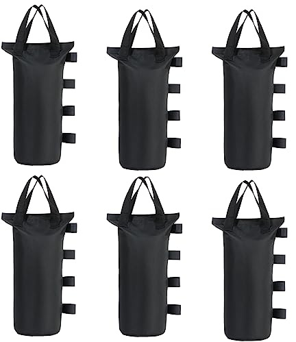 TESSLOVE Gewichtssäcke in Industriequalität, Sandsäcke, Beingewichte für Pop-Up-Zelt, Terrassenschirm, Outdoor-Möbel (nur Taschen, Sand Nicht enthalten). (6PCS-D20*50cm, Schwarz)