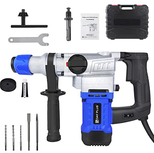 Martello demolitore elettrico 1080 W, 4500 giri/min, con 2 scalpelli e 3 punte e valigie, adatto per scalpellare, forare e colpire