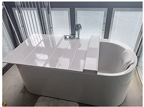 EYLINK Copertura per Vasca da Bagno Pieghevole Antipolvere in PVC, Spessore 1,2 Cm Coperchio Vasca da Bagno Coperchio Vasca da Bagno, Copertura Isolante Mensola da Bagno per Spa di Lusso o Lettura