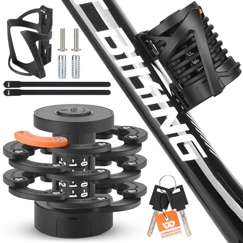 CHIMONA Faltschloss Fahrradschloss Zahlenschloss,85cm Länge Kettenschloss mit Halterung,Tragbarkeit Fahrrad Faltschloss mit Anti-Kratz-Beschichtung