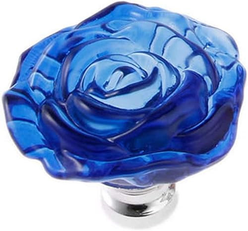 Kristall-Türgriffe, Griffe für Schränke, Schubladen, 1 Stück, rote Rosenform, Kristallglas, Schrankknauf, Schubladengriff, ideal für Schränke, Küchen- und Badezimmerschränke, Fensterläden usw. (Farbe